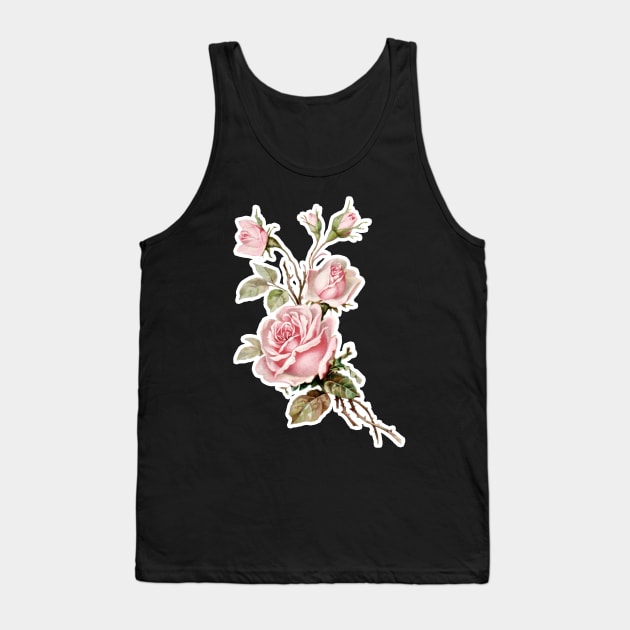 Vintage Victoriana Rose Illustration Design Tank Top by DankFutura